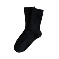 Solid-color, Fleece-lined, Extra-thick Warm Wool Socks For Women