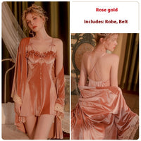 Pure Desire Low-cut Push-up Plus Chest Pad Velvet Tramsparent Yarn Backless Plus Size Nightdress
