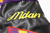 Letter Machine Embroidery Baseball Uniform Men's Hip Hop Stitching PU Leather Jacket