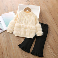 Girls Sweater Suit Twist Knitted