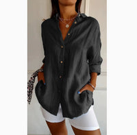 Women's Single-breasted Pleated Lapel Shirt