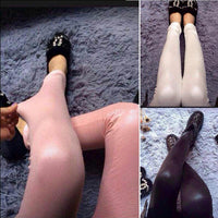 Solid Thin Skinny Matte Snakeskin Skinny Leather Pants