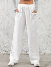 Sloppy-chic Ice-silk Draped Wide-leg Trousers