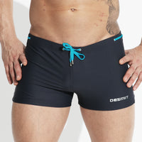 Men's Flat Angle Large Medium Waist Solid Color Beach Trunks