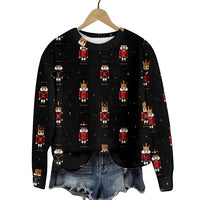 Christmas Cat Hat Snowflake Print Women's Round Neck Sweatshirt