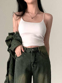 Square Collar Padded Strap Vest Women's Bottoming Top