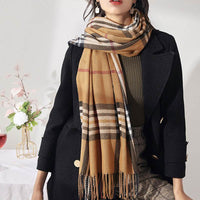 Fashion Classic Plaid Cashmere Scarf Women