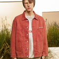 Abstract Embroidered Washed Denim Jacket