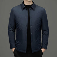 Fall Winter Men Jacket Lapel Fashion Business Lightweight Silk Cotton-padded Coat