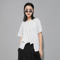 Street Stitching Half Sleeve Irregular Solid Color Short Sleeve T-shirt