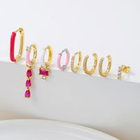 Hip Hop Women's Copper-plated Gold Double Row Earrings