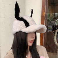 Cute Fallwinter Baseball Cap Doberman Pinscher Plush Dog Ear Hat