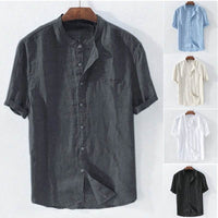 Men's Shirt New Short Sleeve Summer Stand Collar