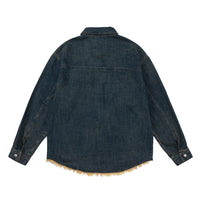 Style Personalized Pocket Design Frayed Cat Beard Shirt Jacket