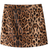 Leopard Print Skirt A- Line Skirt Heavy Industry Glitter