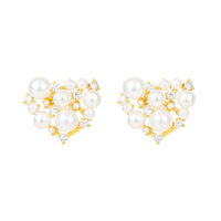 14K Real Gold Plating Light Luxury Pearl Shell Pearl Zircon Gold Plated High Color Retaining Earrings Ear Studs