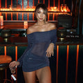 Sexy Sheer Off-Shoulder Solid Color Dress For Women