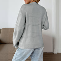 Loose Striped Deep V-neck Solid Color Sweater For Women
