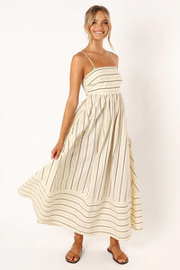 Striped Sleeveless Strap Backless Casual Dress