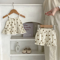 Summer New Baby Cute Heart Shape Sling Top Bulky Underpants 2 Pieces Suit