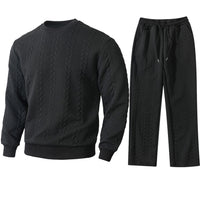 Solid-color Sporty And Casual Jacquard Men's Hoodie And Pants Set