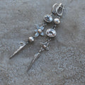 Hesheng New Geometric Ancient Silver-plated Long Rhinestone XINGX Pendant Earrings