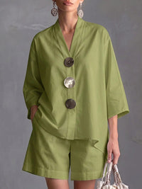 Women's Solid Color Wide-Leg Pants Suit