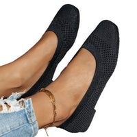 Large Size Flying Woven Women's Shoes Shallow Mouth Mesh Breathable