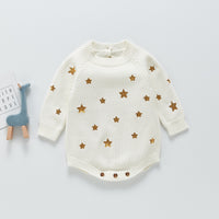 New Baby Knitted Embroidered Woolen Long-sleeved Romper Jumpsuit