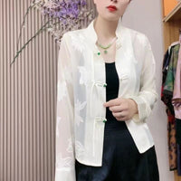 Women's Long-sleeved Thin Mandarin Collar Shirt New Chinese Top