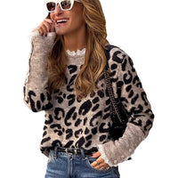 Lace Patchwork Round Neck Long Sleeve Buckle Pullover Sweater