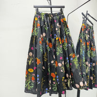 Mid-Length High-Waisted Youthful All-Match A-Line Floral Skirt