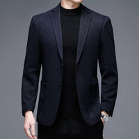Men's Solid Color Casual Woolen Suit Thick Warm Jacket