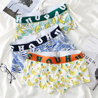 Printed Ice Silk Men's Four Seasons Sexy And Breathable Boxers