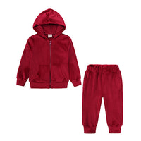 Children's Gold Velvet Long Sleeved Hoodie And Pants Set