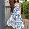 Women's Casual Resort Full-Body Print Strap Maxi Dress