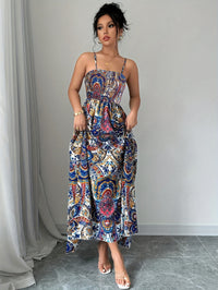 Mid Length Womens Printed Slip Dress
