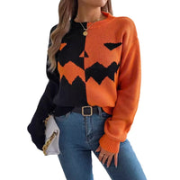 Ghost Pumpkin Contrast Color Long Sleeves Pullover