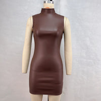 Leather Mini Skirt Solid Color High-end Mid-rise Street Style