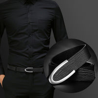 Men's Leather Smooth Buckle First Layer Cowhide Belt