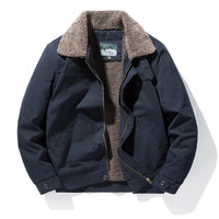 Autumn And Winter Men's Cotton Washed Cashmere Jacket Lapel Youth Coat