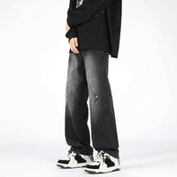 Men's Retro Patchwork Beaded Loose Jeans
