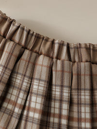College Style Blouse Knitted Vest Plaid Row Pleated Skirt Set Three-piece Set
