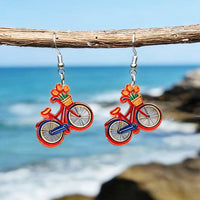 New Rose Sunflower Tulip Bicycle Earrings