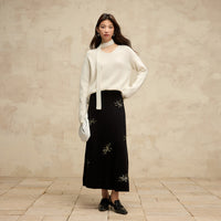 Halter Ribbon Raccoon Velvet V-neck Sweater