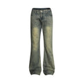 Vintage Men's Loose Yellow Mud Dyed Jeans