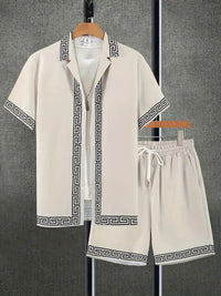 Trendy Wild Printed Men's Simplicity Short Sleeve Shirt Outfit