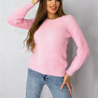 New Plush Pullover Crew Neck Sweater Women