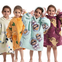 Boys And Girls Comfortable Cotton Velvet Cold-proof Clothes Lazy Blanket Hooded Plus-sized Thickened Blanket Lazy Clothes Children's Sleepwear