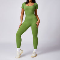 Women's Tight Seamless Back One-piece High-strength Thread Short-sleeved Fitness Sports Jumpsuit